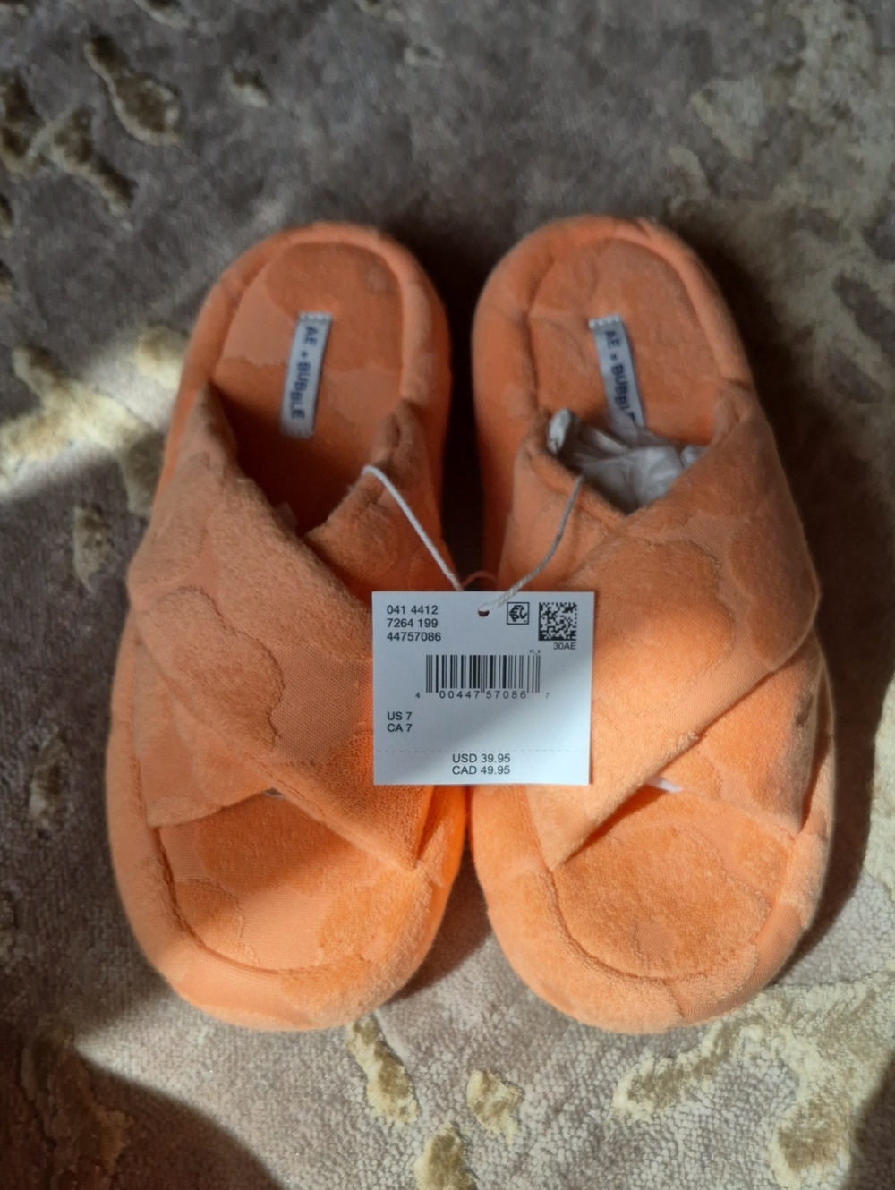 American Eagle X Bubble AE Orange Plush Slip-On Slippers